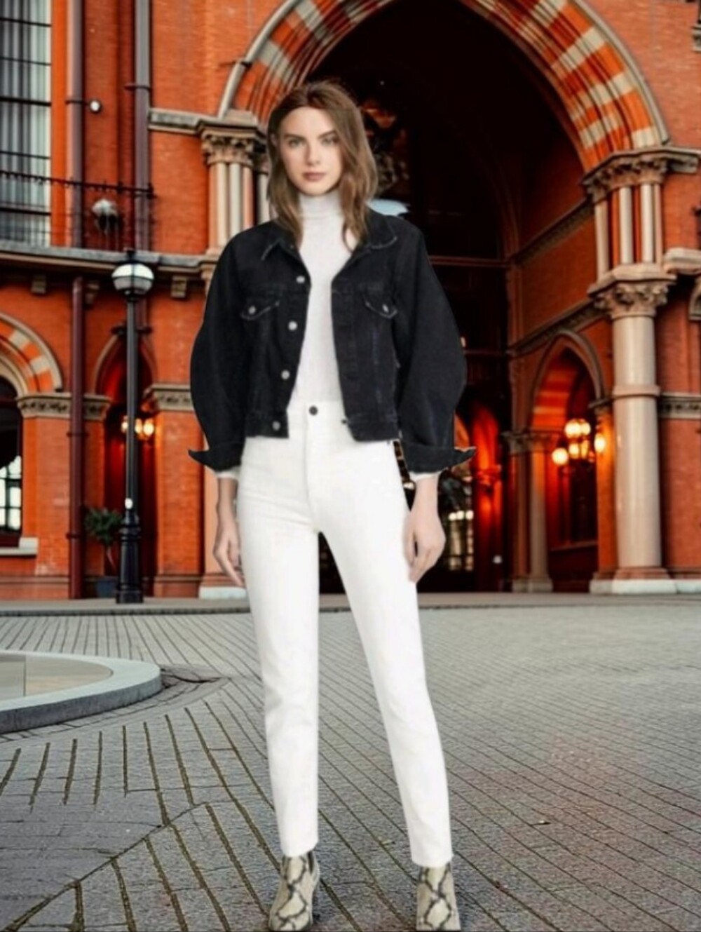 SLVRLAKE Beatnix Slim Fit High Rise Modern Ankle Jeans White Wash W 25 L26